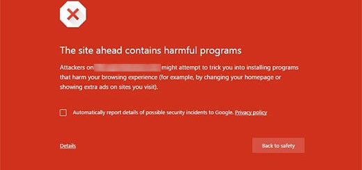Lỗi wordpress: This Site Ahead Contains Harmful Programs, website độc hại